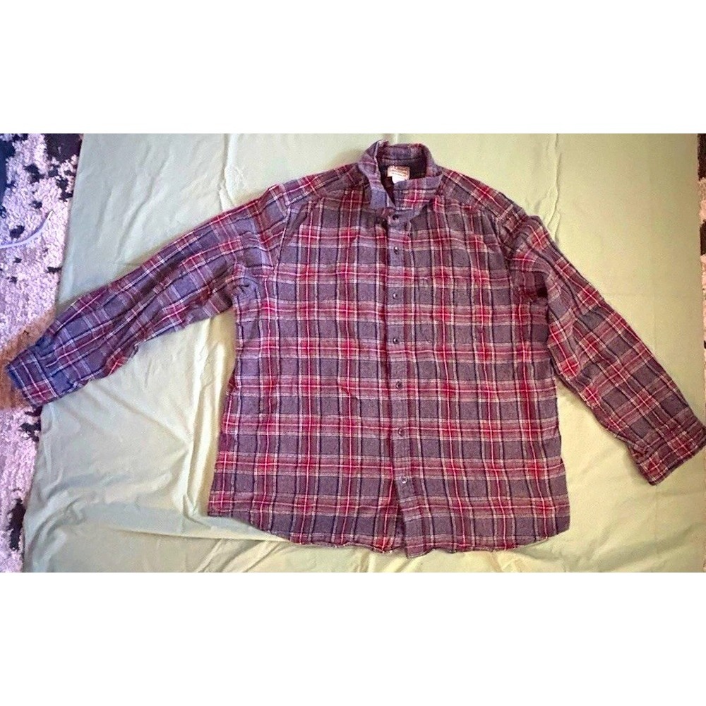L.L.Bean Traditional Fit Mens XL Regular Plaid Flannel Cotton Button-Up Shirt